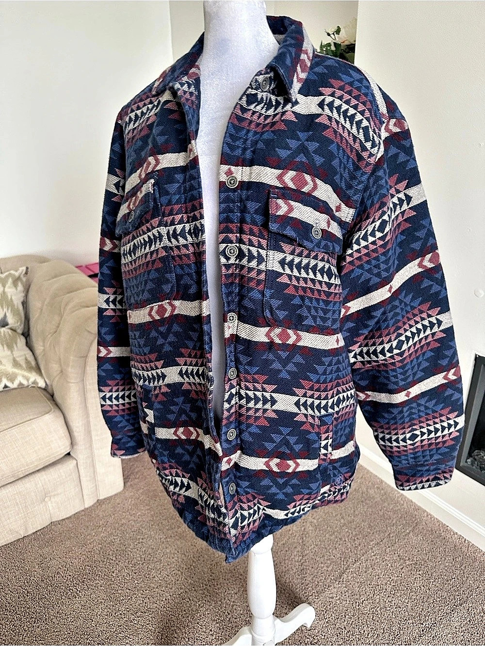 Ariat R.E.A.L. Prescott Fleece Jacket Blue & Red XL